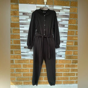 Zara Button Front Belted Jogger Jumpsuit small
